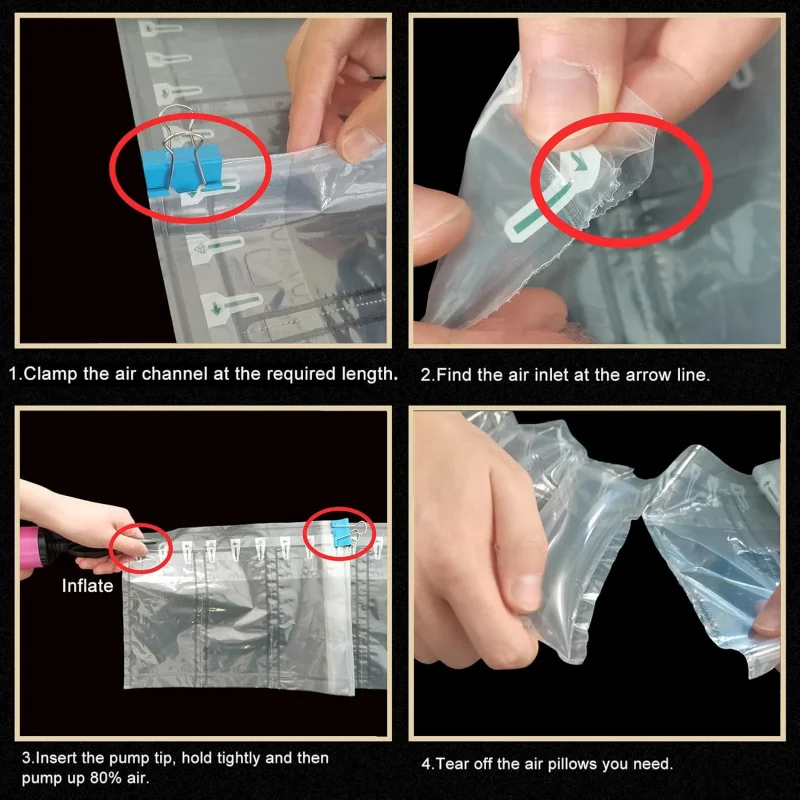 Bags Packing 400 Count Inflatable  Pillows with pump 4.72x7.87 Recyclable Packaging Filler