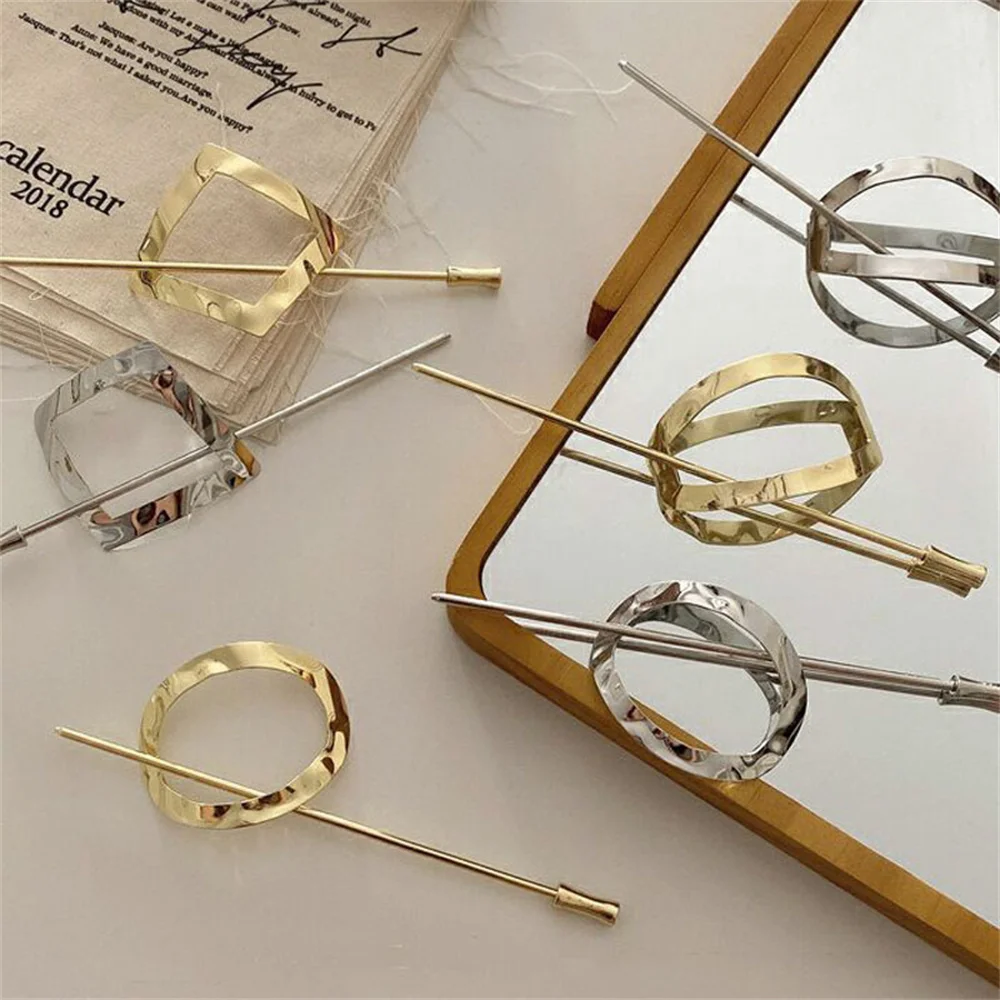 Vintage Metal Hair Clip Girl Bun Hair Claws Simple Hair Stick Back Head Hair Pins Women Girl Pearl Headdress Hair Accessories