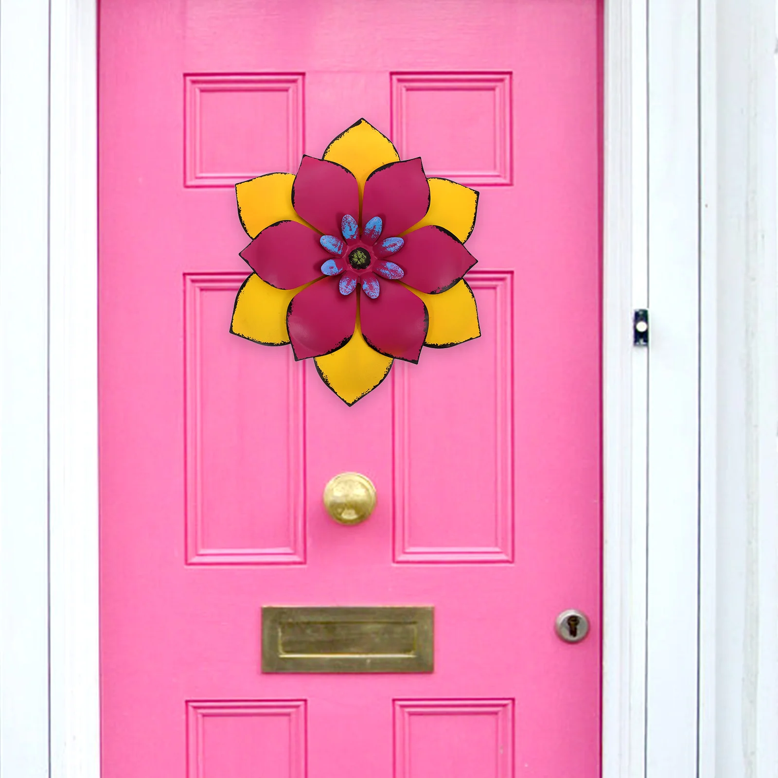 

Bright Color Iron Flower Wall Decor Refreshing Feel of Nature High Grade Material Indoor Outdoor Decoration Iron Flower Wall Art