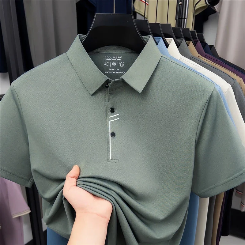 Sommerliches Herren-Poloshirt aus kühlem, atmungsaktivem Stoff, schnelltrocknend, Kurzarm, für Business und Büro.