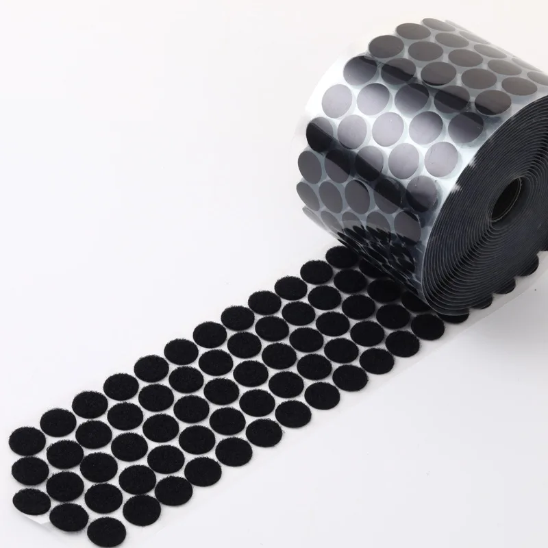 100 pares 10/12/15/20/25/30mm Auto-Adesivo Gancho e Loop Fastener Tape Dots Adesivo Branco Preto Bebê Rodada Fita Forte Cola DIY