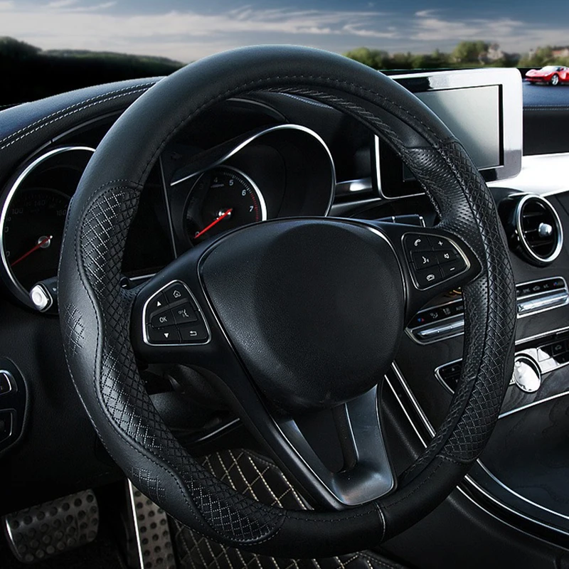

37-38cm Leather Car Steering Wheel Cover for Jeep Grand Cherokee WK2 KL Wrangler JK Renegade Commander Compass Auto Decoration