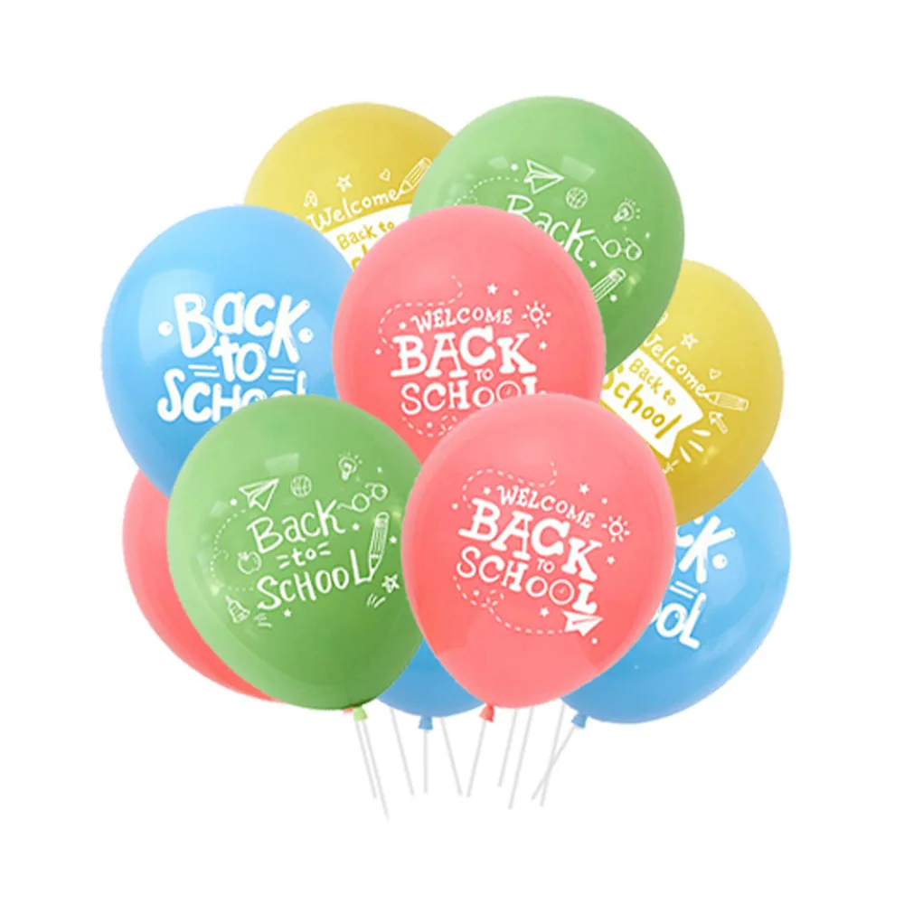 10Pcs New Welcome Back To School Balloons School Time Latex Balloons Colorful Balloons School Opening Season Party Decoration