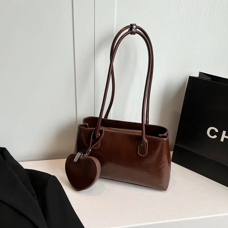 

Retro Tote Bag, Women's Handbag, High-end Shoulder Bag, Large Capacity, Solid Color, Simple Underarm Bag, Small Square Handbag.