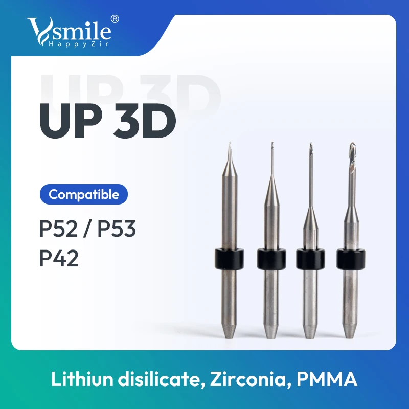 

Up3d P53 P52 Dental Lab Diamond Coating DC Zirconia Milling Cutter PMMA Milling Burs For Zirconia UP3D CADCAM Machine