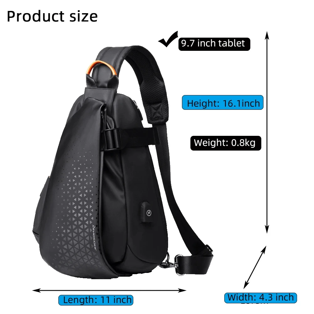 Imagem -05 - Tangcool-bolsa de Ombro de Grande Capacidade Masculina Bolsa Mensageiro Impermeável Crossbody Trip Caminhada Bolsas Peito Maré Cool Moda Bicicleta