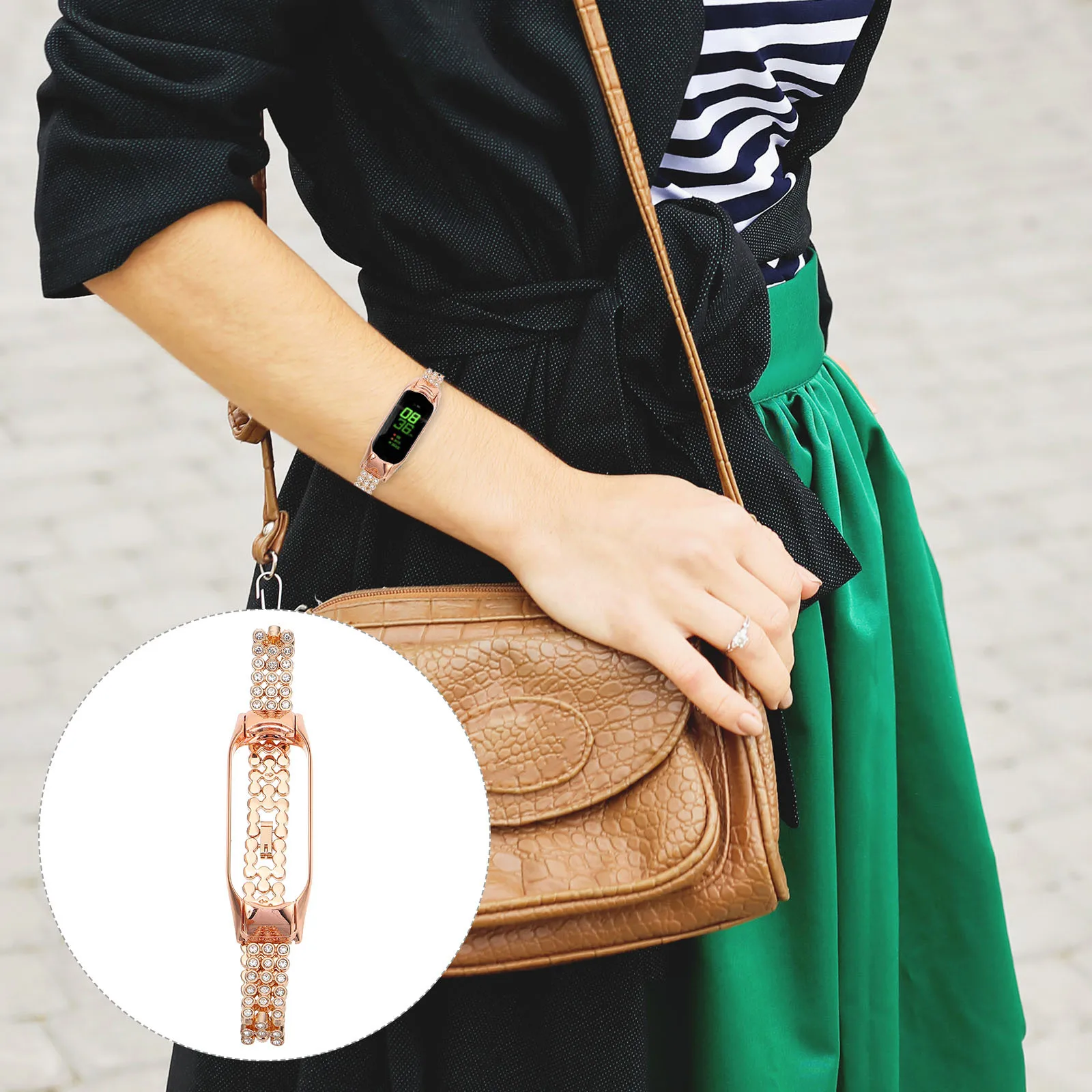 

Rhinestones Watch s Stainless Steel Replacement Shiny Strap Women Fashionable Modern Watch B Wristb