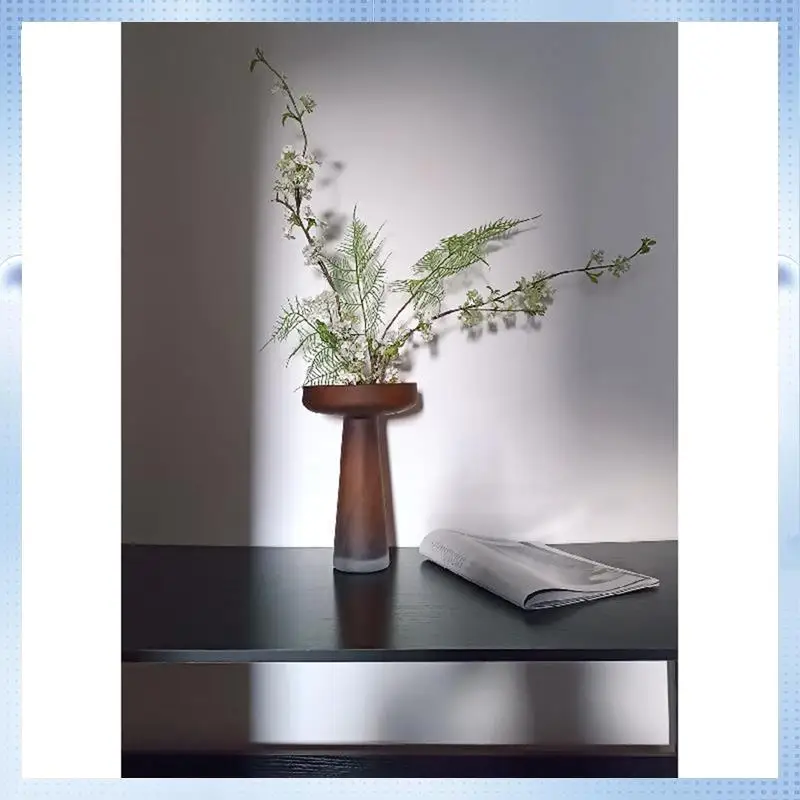 

AD-Small Luxury Frosted Glass Vase Flower And Dried Flower Vase Flower Arrangement Living Room Decoration