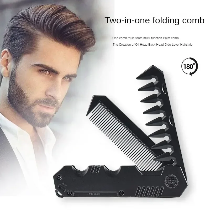 Portable Multifunctional Plastic Folding Pocket Comb for Men Barber Wide Tooth Beard Hair Styling Comb Oil Head Care