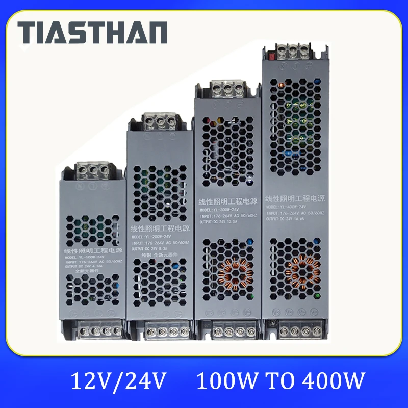 

Сверхтонкий источник питания AC176V-264V в DC 12V 24V 60W 100W 200W 300W 400W, трансформатор, конвертер для светодиодной ленты, драйвер