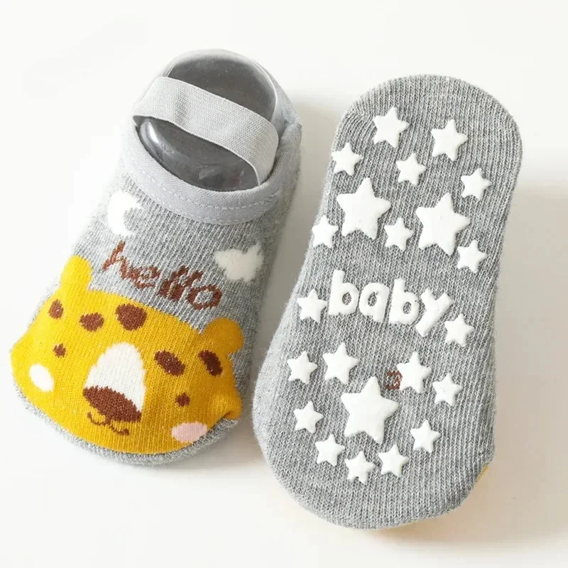 

3/1 Pairs Spring Autumn Newborn Baby Glue Anti-slip Solid Floor Socks Cute Cartoon Non-slip Mid-tube Cotton Stockings Boy Girls
