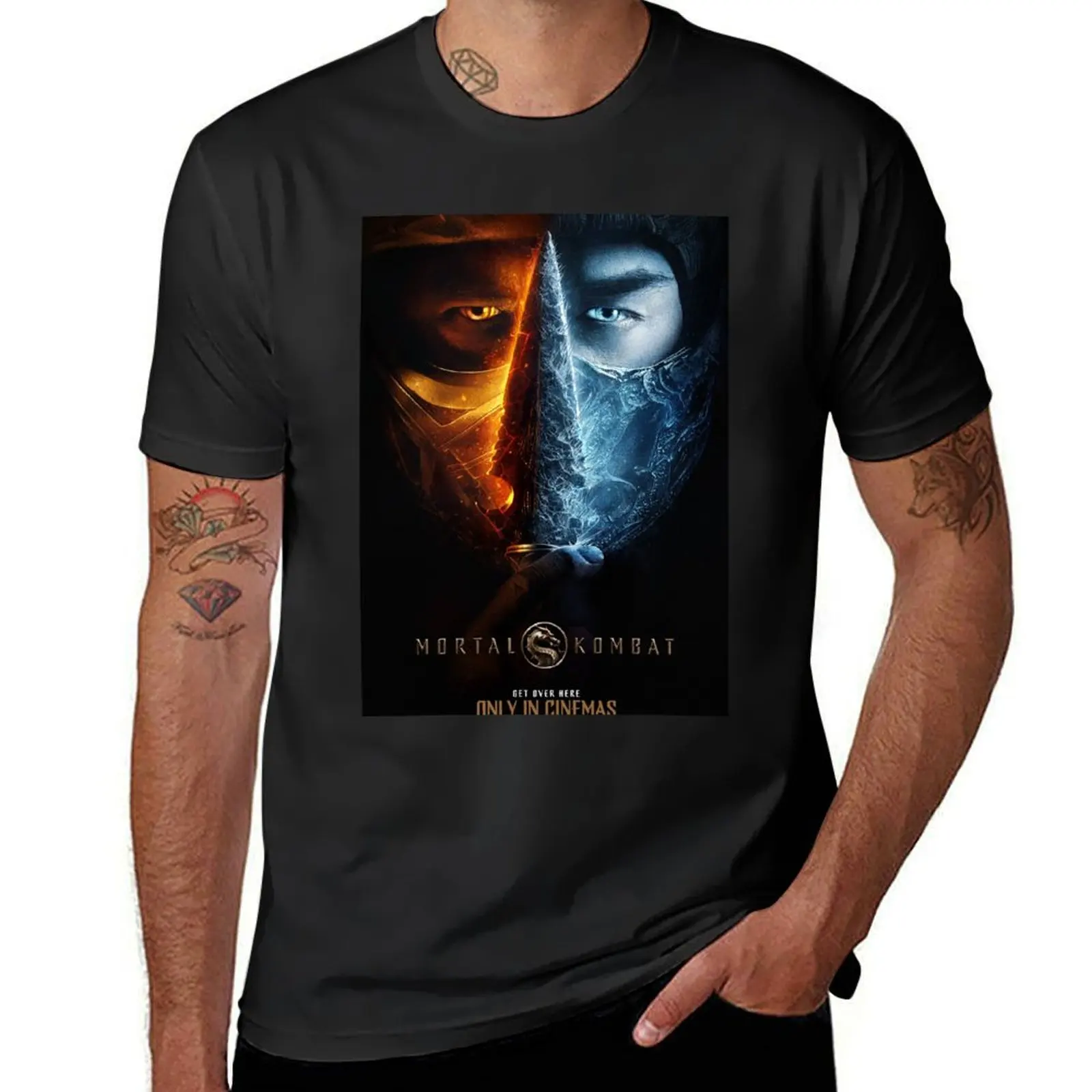 Mortal Kombat Movie T-Shirt sweat heavyweights blacks men graphic t shirts