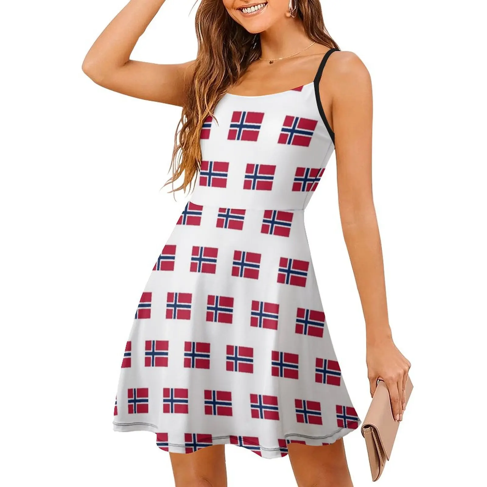 علم النرويج نمط نسخة فستان عطلة مثير للنساء شاطئ حفلة عيد ميلاد فستان قصير النرويج أوسلو النرويجية النرويجية نورج #3