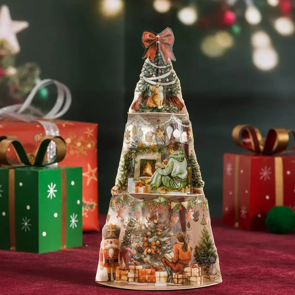 Christmas Sticker Book  Deluxe Oversize Christmas Tree Landscape Decoration Character Home Stickerbook W7O3