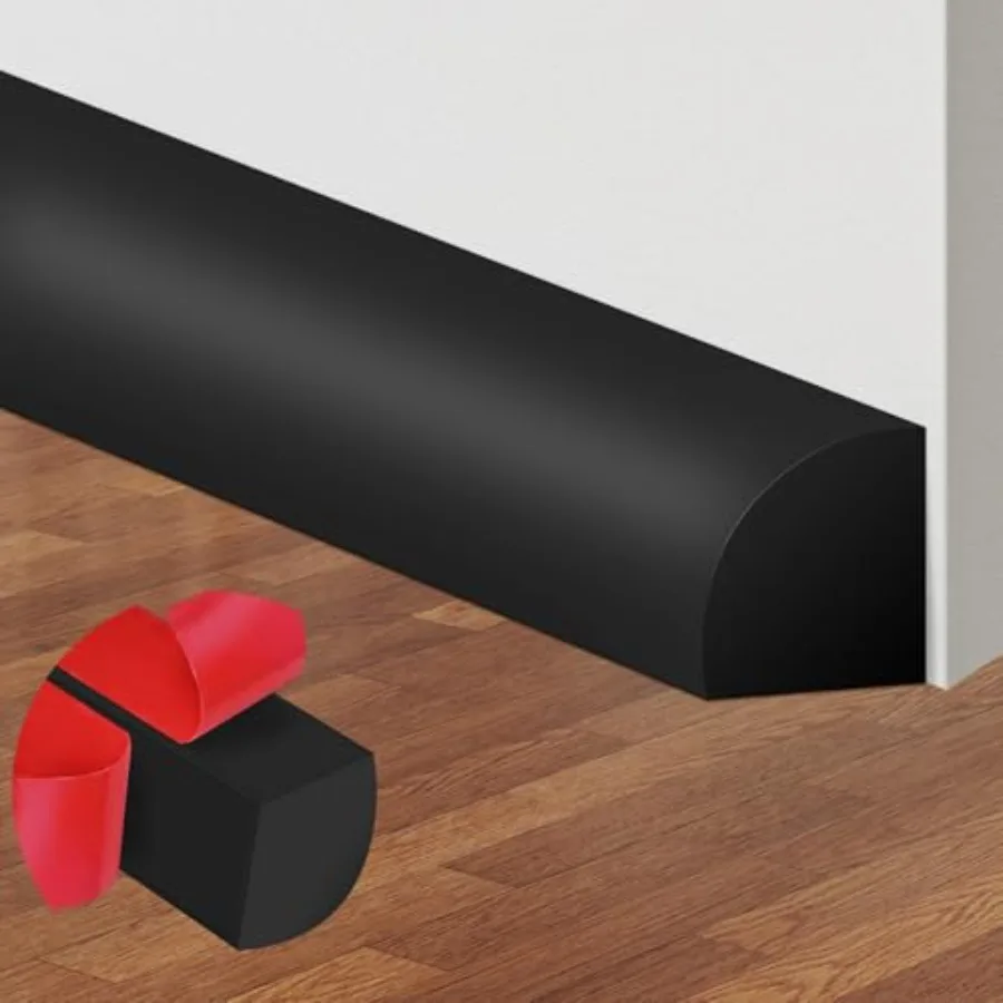 

Flexible Quarter Round Molding, ch Peel and Stick Rubber Trim, Double-Sided Self Adhesive Bendable Edge Molding for Floor, Bath