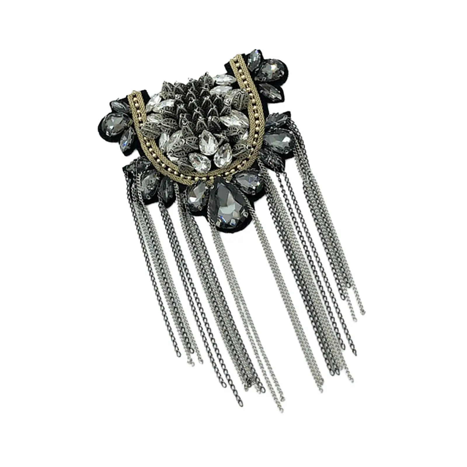 Punk Epaulet with Tassel Shoulder Boards Badge Brooch Epaulette for Suit Party