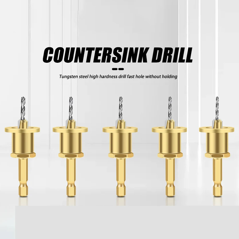 Trapano svasato con codolo esagonale regolabile, trapano a gradino per vite, trapano in lega per vite autofilettante, strumento per la lavorazione del legno