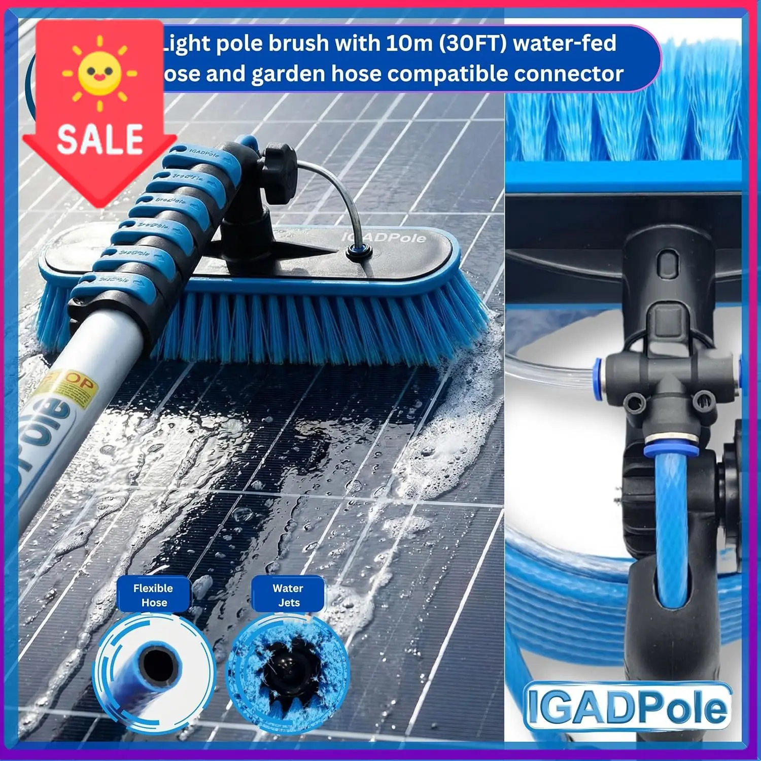 

Акционная цена: Набор для мытья окон Pole 24 FT: щетка с подачей воды и дозатором мыла, щетки для удаления паутины, с 6-ступенчатой телескопической штангой 5-24 фута.