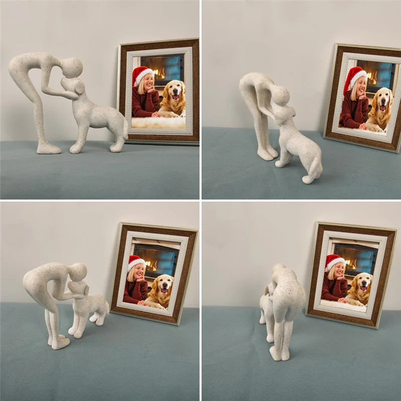 【Flash-Deal!】Charming Dog And Man Statue Memory Gift For Pet Lovers For Office, Living Room, Bedroom