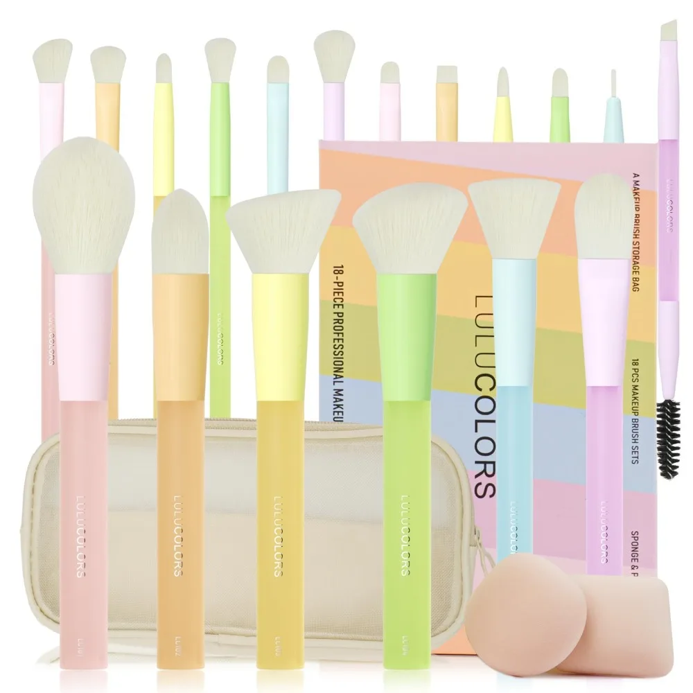 

18-Pcs Makeup Brush Set for Beginners - Travel-Friendly with Soft Arthritis-Friendly Handles & Non-Shedding Bristles | Includes