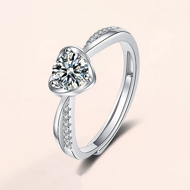 PT950 Platinum Heart-Shaped Ring Women's 0.5Ct Moissanite - High-purity texture, 1ct eye-catching, thoughtful gift