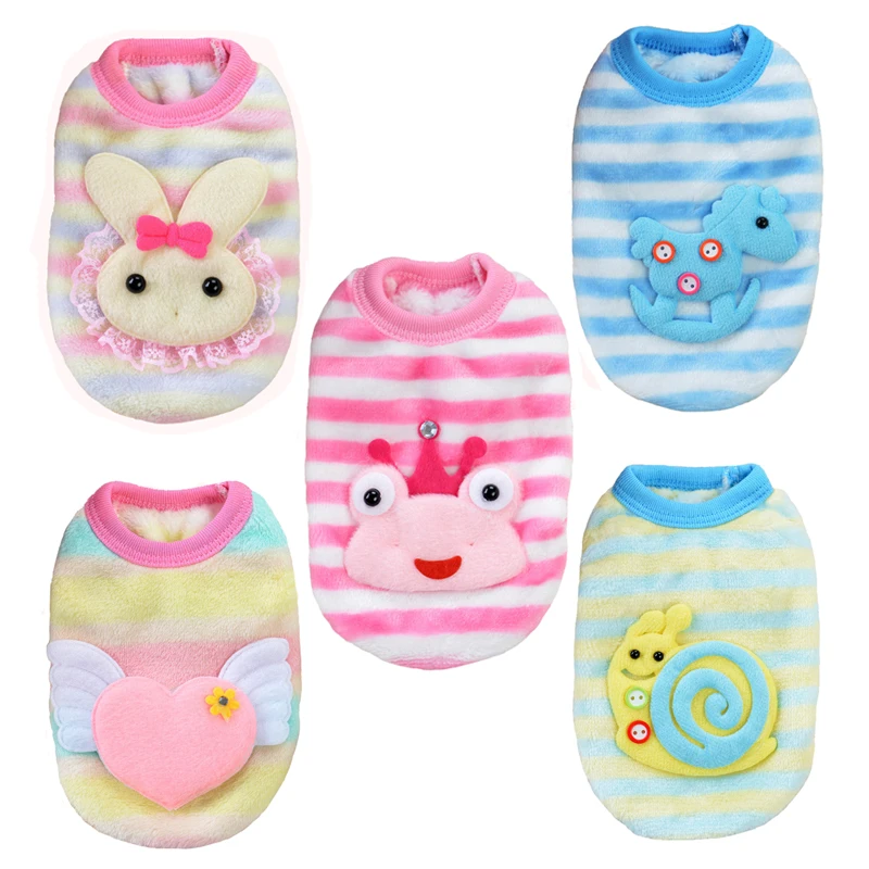 Ropa de cachorro de dibujos animados, chaleco cálido de franela para perro, suéter para gato, conejito, Chihuahua, Mini ropa suave para mascotas para cerdo, conejo, hurón