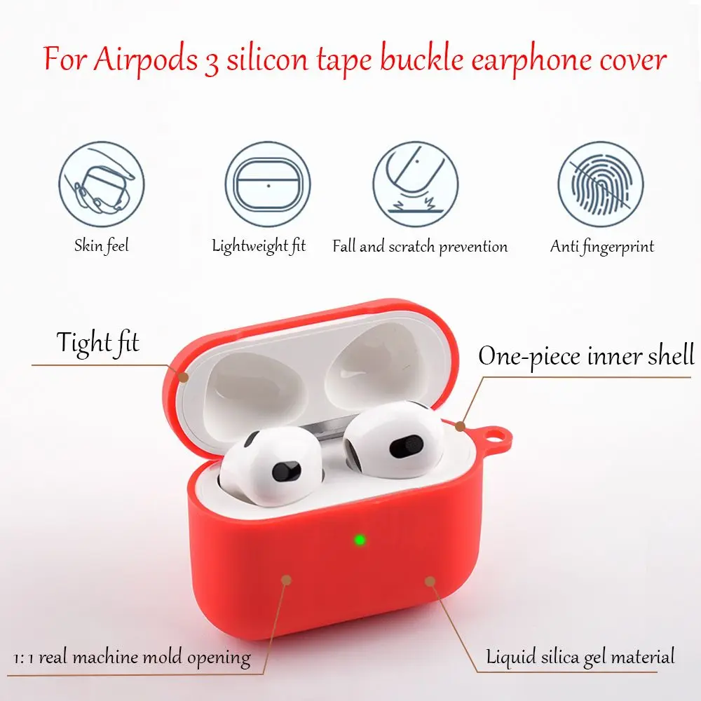 For Apple AirPods 3 Multicolor Silicone Protective Cover With Buckle 3rd Generation Simplicity Shockproof Case Headset Protector
