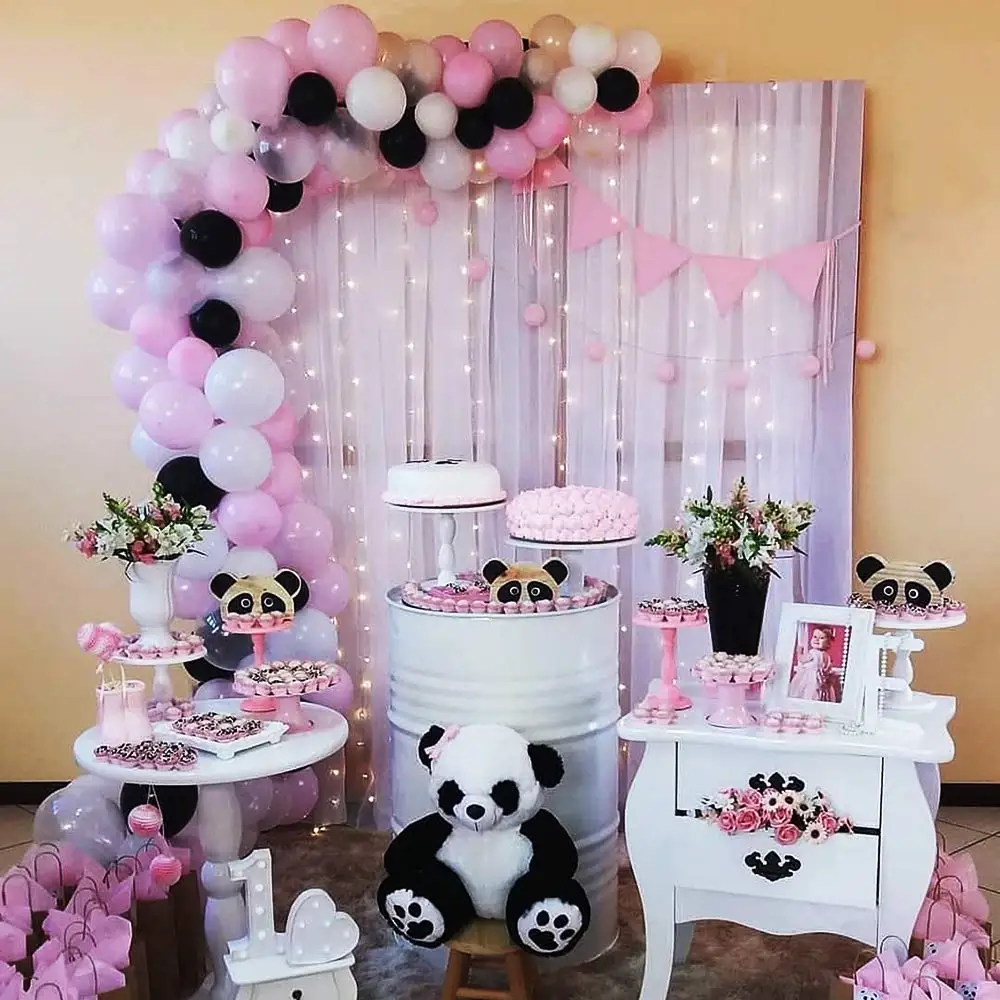 103pcs Black White Pink Balloon Garland Kit,Panda Themed Party Supplies,for Baby Shower Birthday Bridal Anniversary Decorations