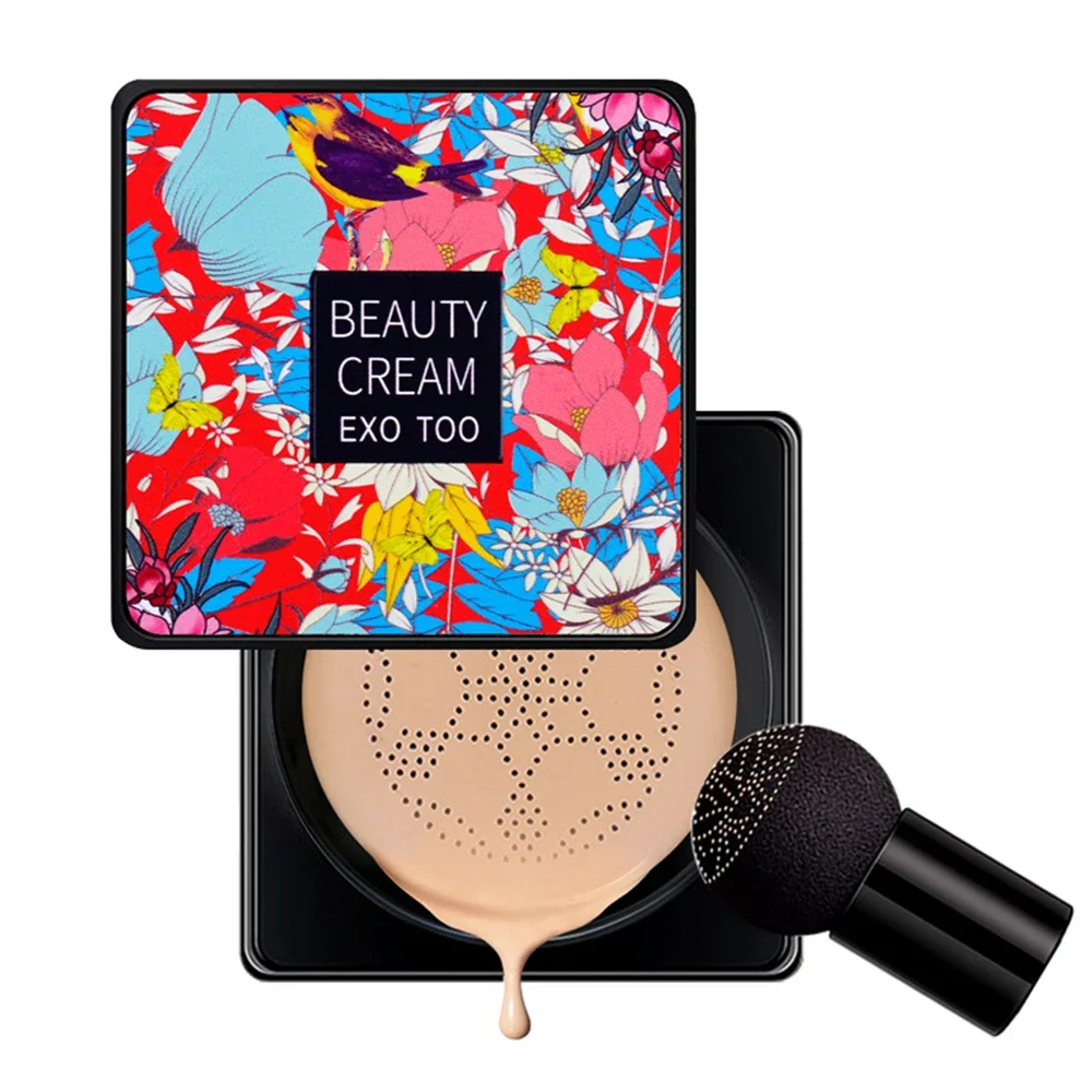 BB Cream Mushroom Head Air Cushion with Powder Puff Moisturizing Brightening Foundation Concealer CC Cream Base Makeup Cosmetics