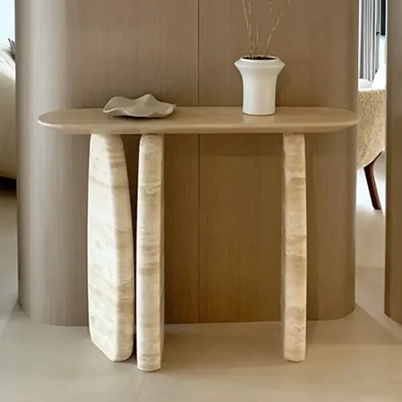 

Style Travertine Marble Polished Console Table Waterproof 1 Year Living Room Dining Bathroom Kitchen Villa Hotel