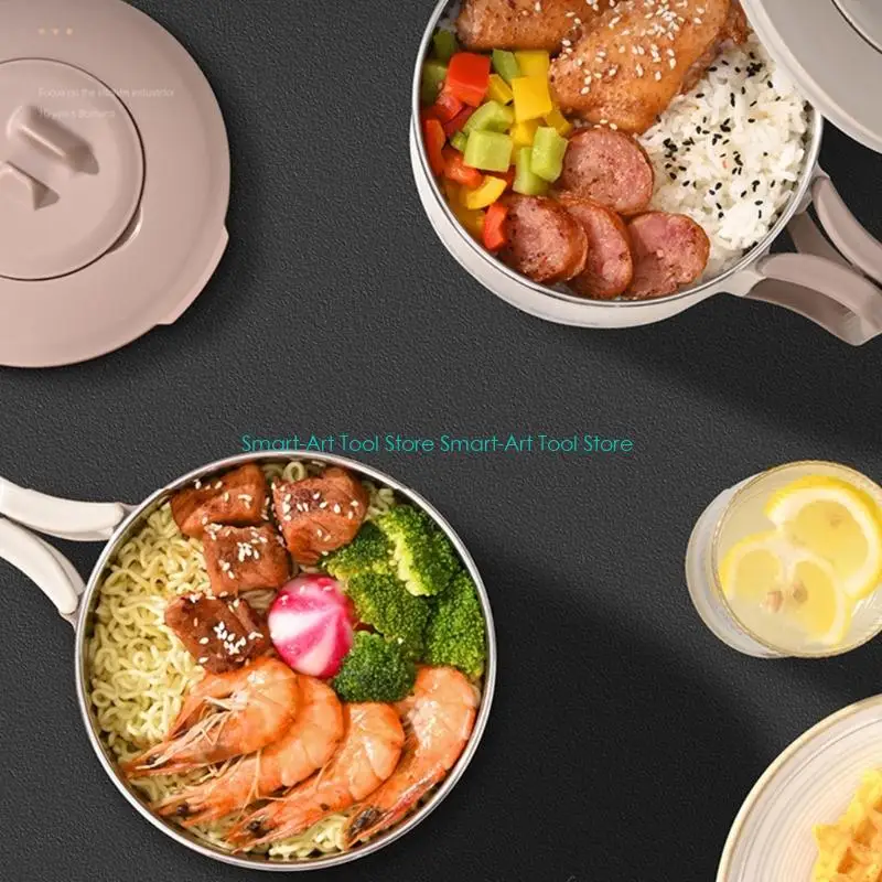 E1PB Stainless Steel Microwaveable Lunch Container 1200ml With Silicone Seal Noodles Bowl For Students Worker