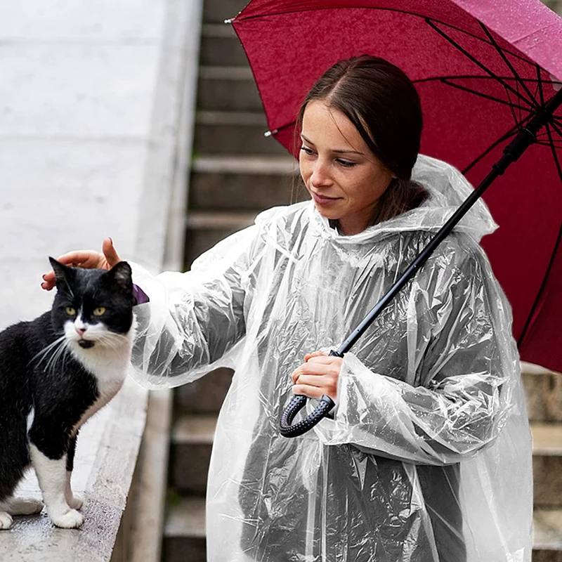 6 szt. Jednorazowy, pogrubiony płaszcz przeciwdeszczowy, awaryjny, wodoodporny kaptur przeciwdeszczowy Poncho przeciwdeszczowe na zewnątrz