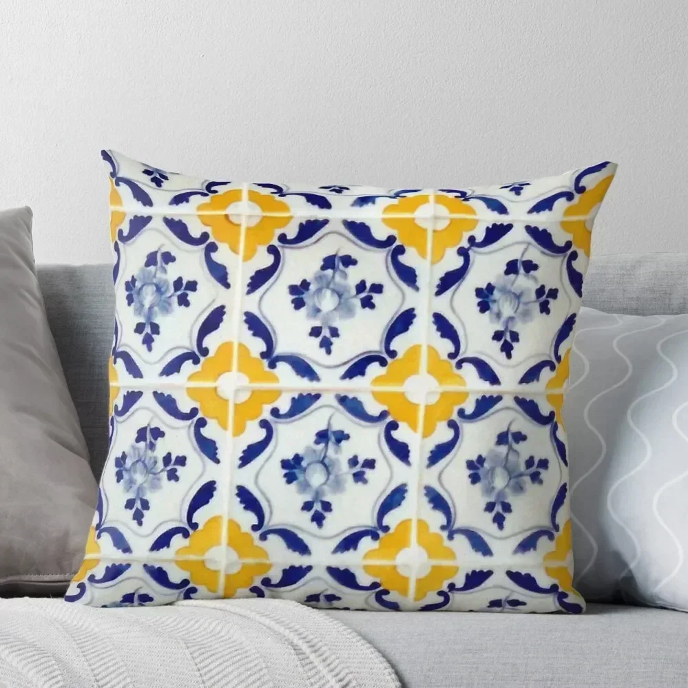 Portuguese Blue and yellow tiles Throw Pillow ornamental pillows for living room Christmas Pillowcase pillow