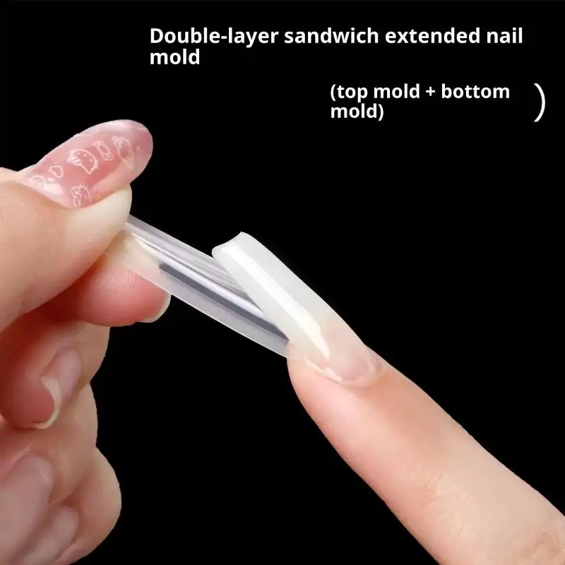 140/280pcs Dual Forms Top Bottom Mold Long Square Almond Nail Art Forms Manicure Tool Sandwich Dual Nail Forms Extensions