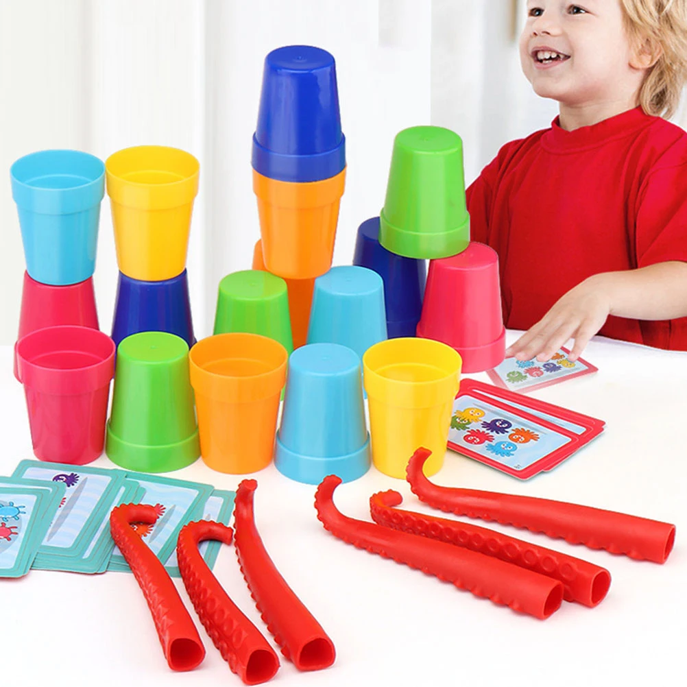 

1 Set Baby Cups Educational Game Interactive Learning Table For Kids Creative Desktop Plaything Early Childhood Development