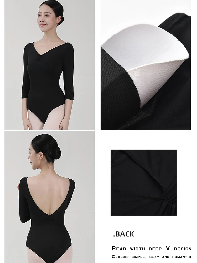 Adult Ballet Dance Leotards O Neck Long Sleeve Solid Sexy Gymnastics Bodysuit Women Body Top Casual Bodycon Stage Wear Stretch