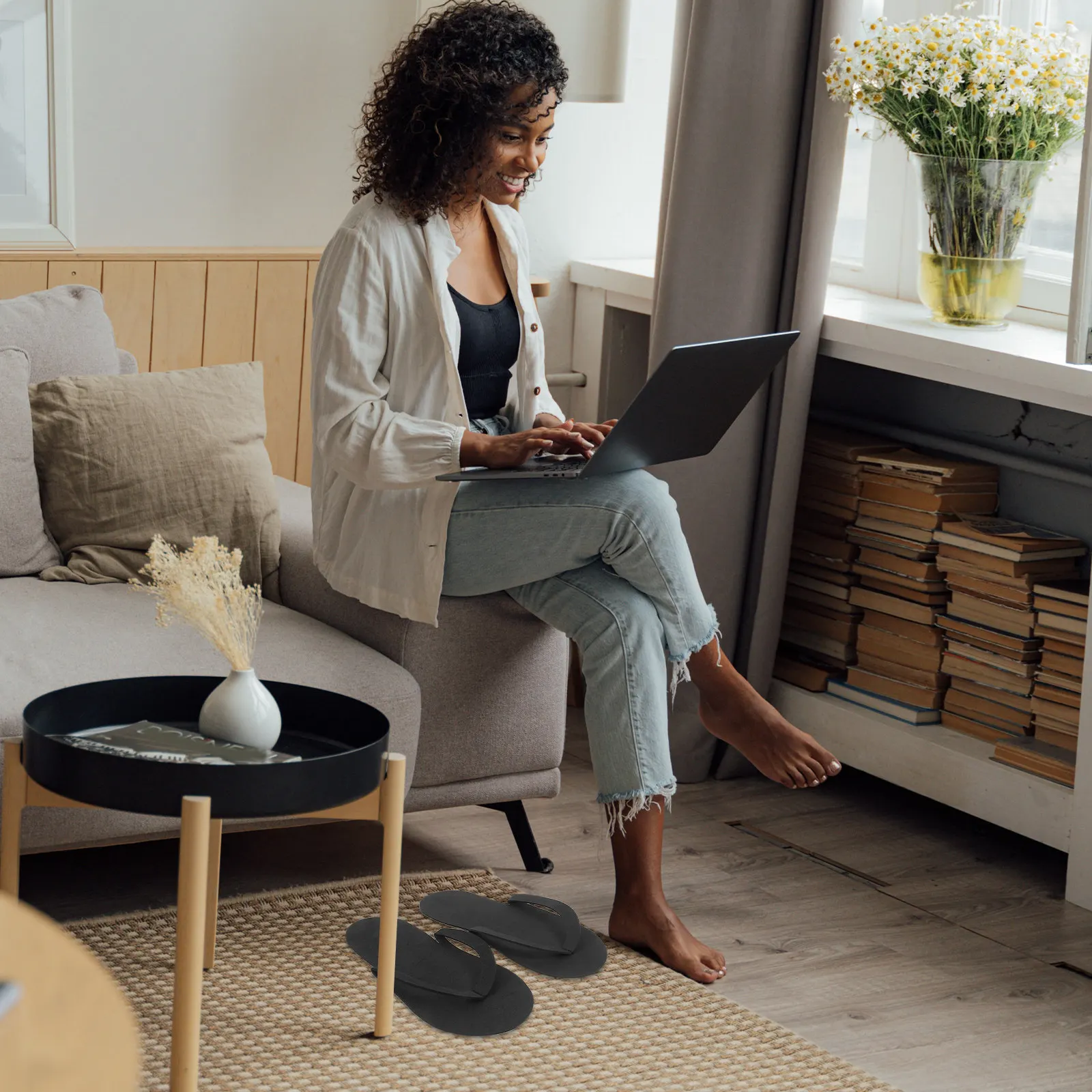 

12 пар одноразовых складных легких тапочек из ЭВА для отелей, путешествий, спа-салонов, маникюрных салонов, дома, женские шлепанцы