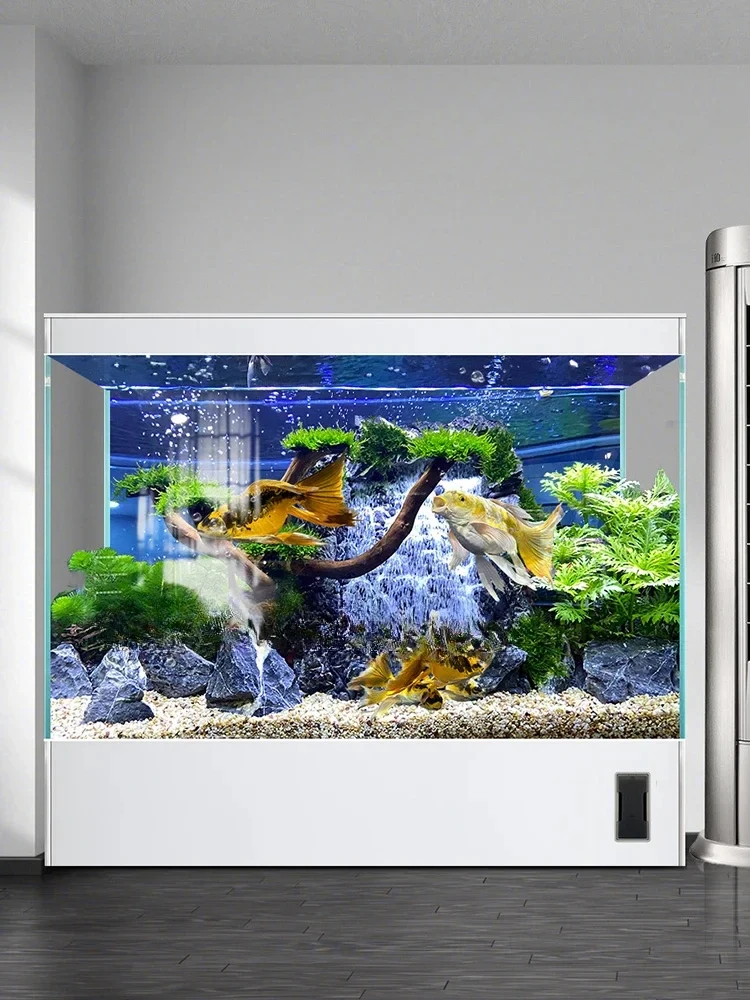 

Change Water Super White Glass Fish Tank Living Room New Large Vertical High-End Floor Fish Globe