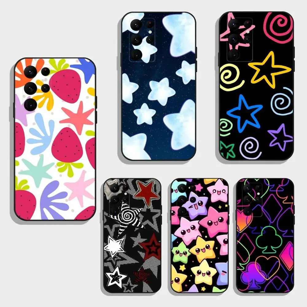 

Y2K Cute Strawberry Stars Phone Case For Samsung S26,S25,S24,S23,S22,S21,S20,Plus,Fe,Lite,Others Black Cover