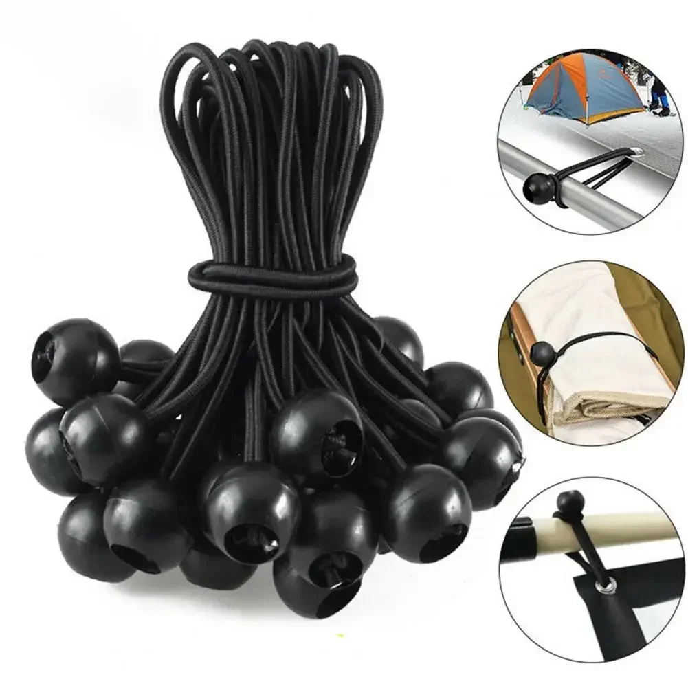 

50Pcs Waterproof Tie Down Straps Tarpaulin String Cords with Balls Tarpaulin Tensioner Elastic Bands Camping Accessories