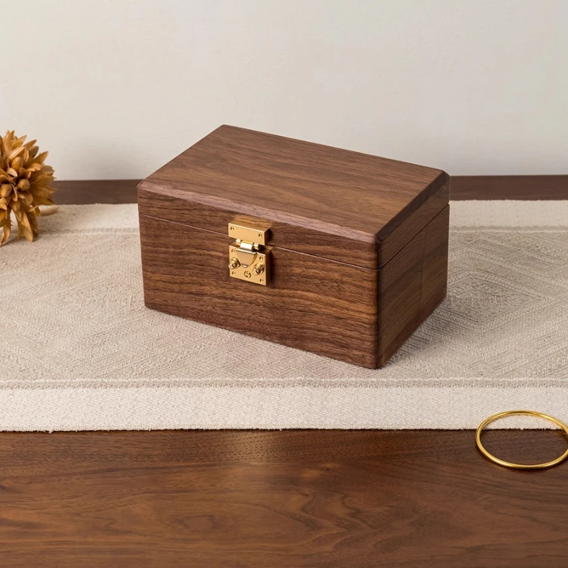 

Black Walnut Bracelet Display Box, Multi-Compartment Organizer for Jade & Gold Bangles, High-End Jewelry Storage Case