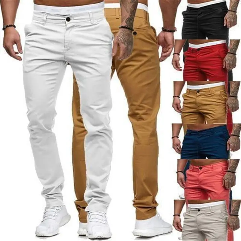 

Casual Slim Fit Men's Long Pants Pure Color Leisure Trousers Autumn New Sle Spor Print PU Material mid Waist Loose Fit