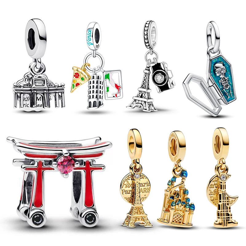 

Шармы из серебра 925 пробы, серия «Архитектурные достопримечательности», бусины-шармы для оригинальных браслетов и ожерелий 3 мм, женские украшения для самостоятельного изготовления, подарок