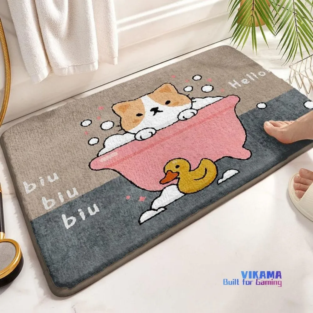 VIKAMA Cartoon Rabbit Bathroom Absorbent Rug Soft And Skin Friendly Home Decor Foot Mat For Bedrooms And Children's Rooms