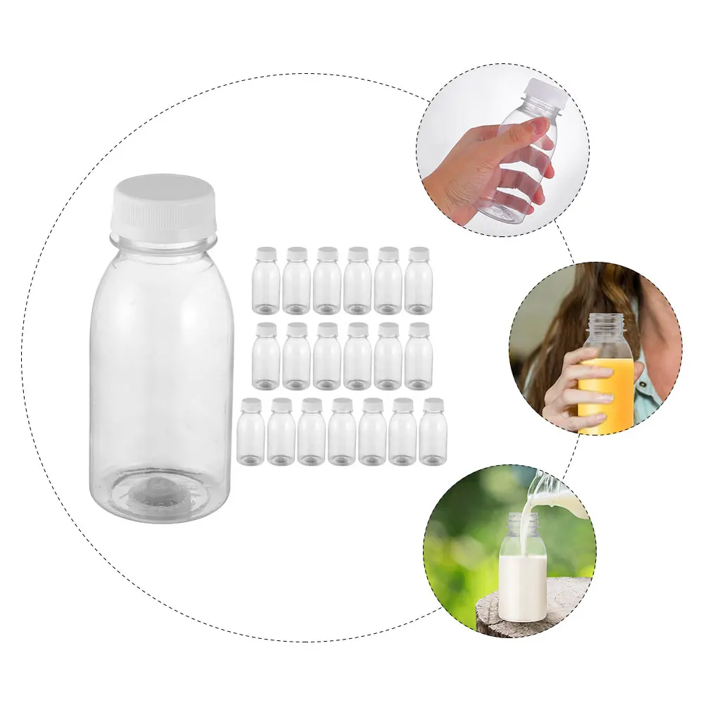 

20pcs Empty Juice Transparent Pet Beverage Bottles Reusable Plastic Water Milk Bottles For Travel Outdoor Gym School Household
