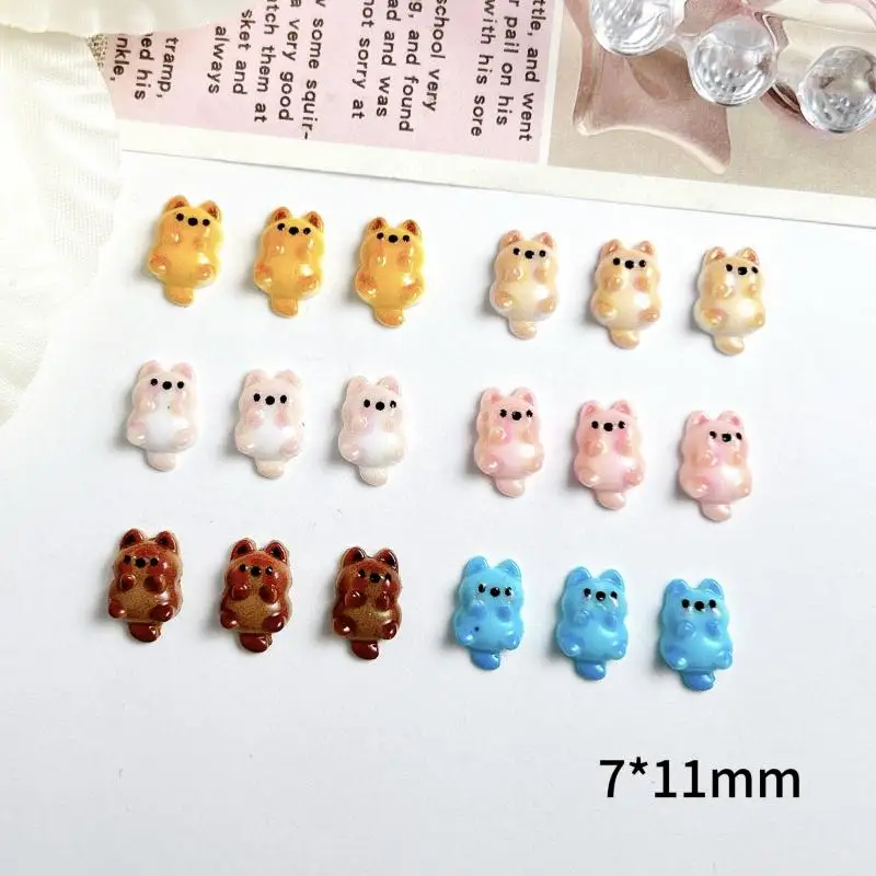 

Cartoon Solid Color Dogs Resin Nail Art Accessories 3D Cute Glossy Puppy Nail Charms for Making DIY Hairpin Nails Decorations