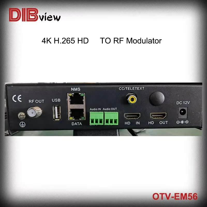 Dibview OTV-EM56 Red de distribución de vídeo 4K 50P 60P HD H264 H265 DVB-C DVB-T ISDB-T ATSC Modulador codificador RF