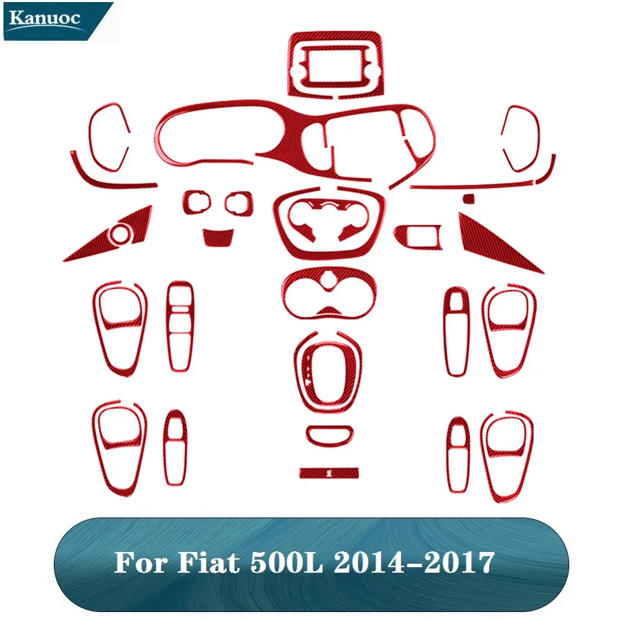 

Various Parts Carbon Fiber Red Styling Stickers For Fiat 500L 2014 2015 2016 2017 Car Interior Decorative Accessories