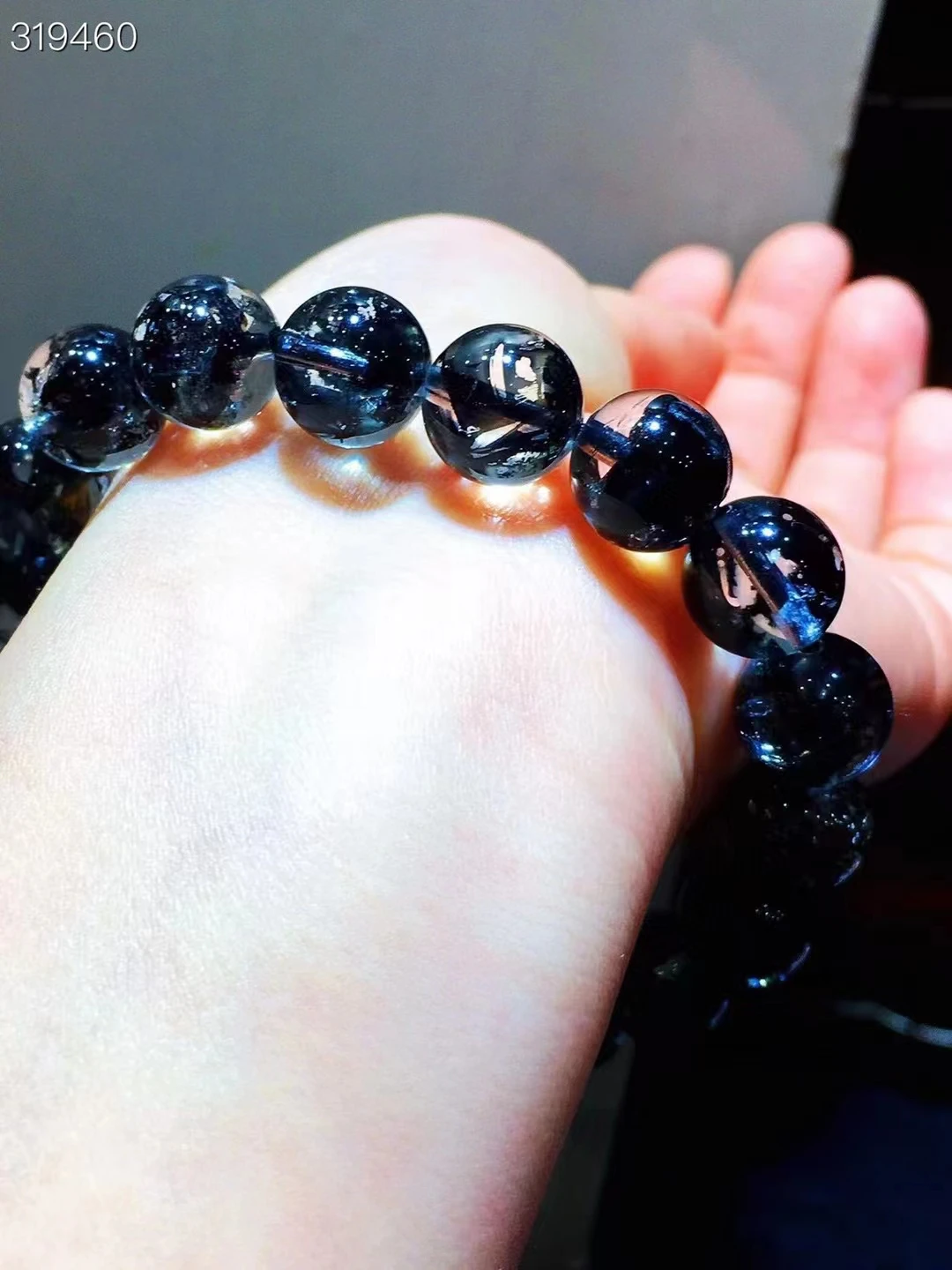 Natural Black Rutilated Quartz Herkimer Diamond Bracelet Clear Round Beads Crystal Woman Man Gift Jewelry AAAAAAA