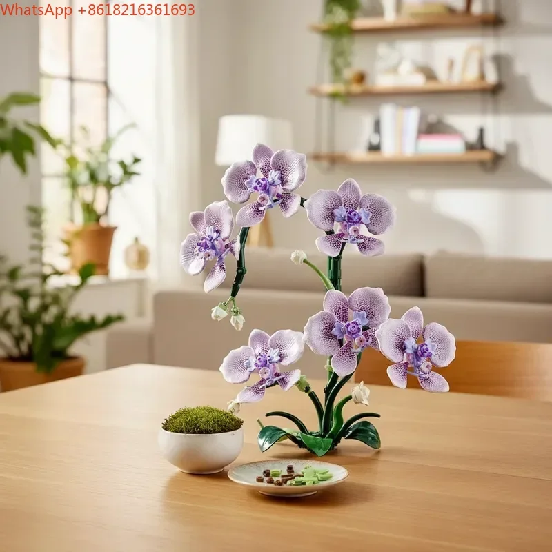 Limited Offer Creative Home Decoration Purple Orchid Building Blocks Bouquet Flower Plants Festival Romantic Gift